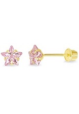 superb teensy pink star screw back earrings for kids